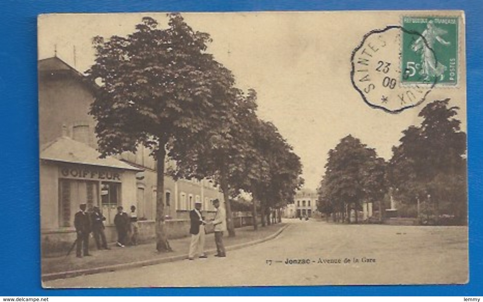 17 - JONZAC -  AVENUE  DE LA GARE  - COMMERCE - COIFFEUR - 1909 - Jonzac