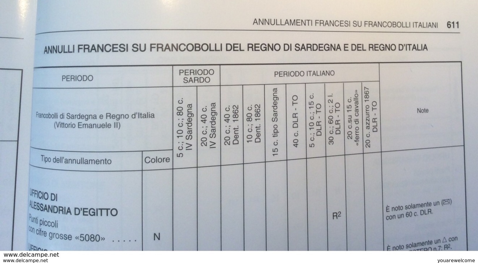 Sardegna 1855-63 annulli francesi R2 = 9000€ „5110 BOU KANIFIS“ ALGERIE (Italia posta maritima Algeria GC Sardinia