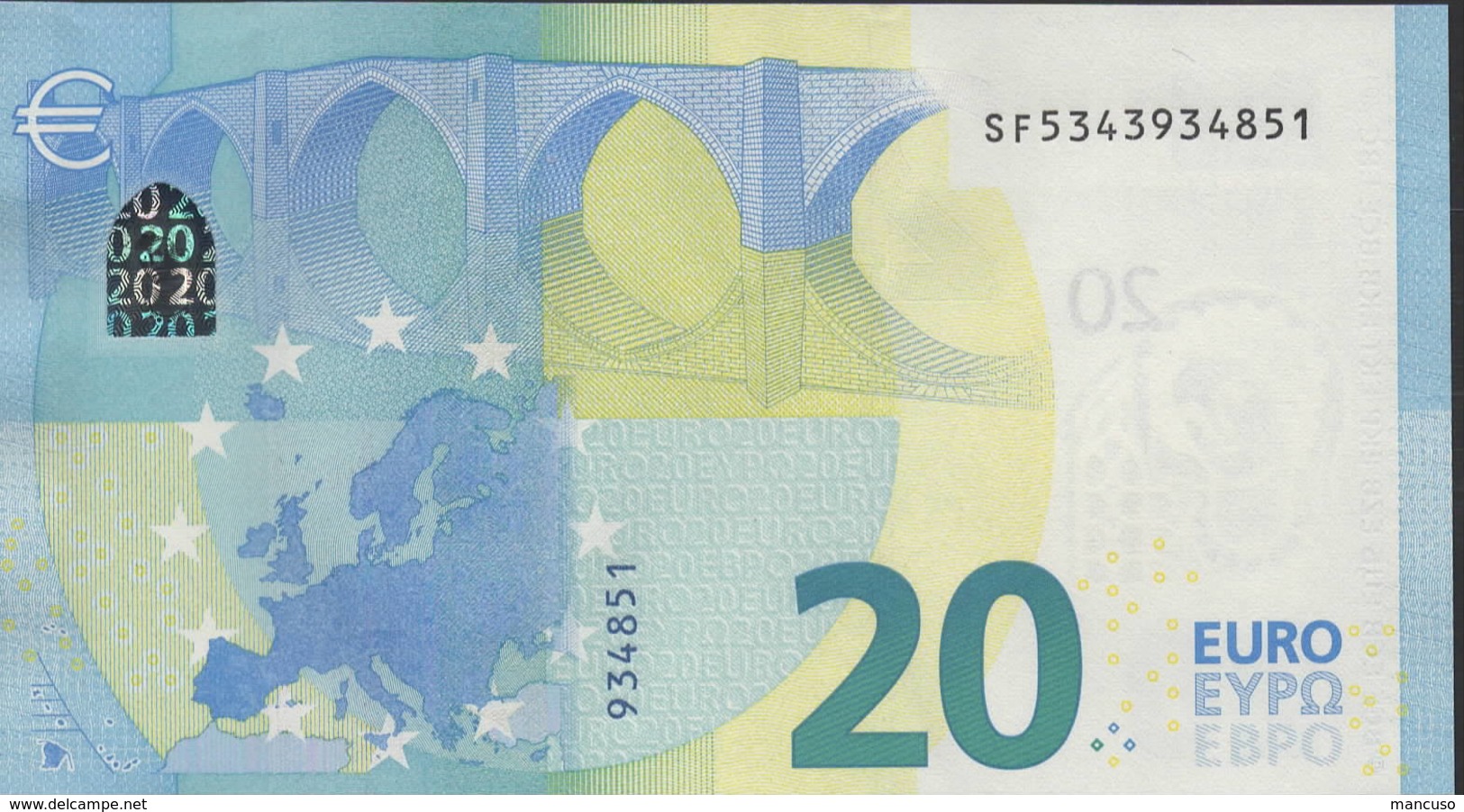 EURO 20  ITALIA SF S017  "34"  DRAGHI  UNC - 20 Euro