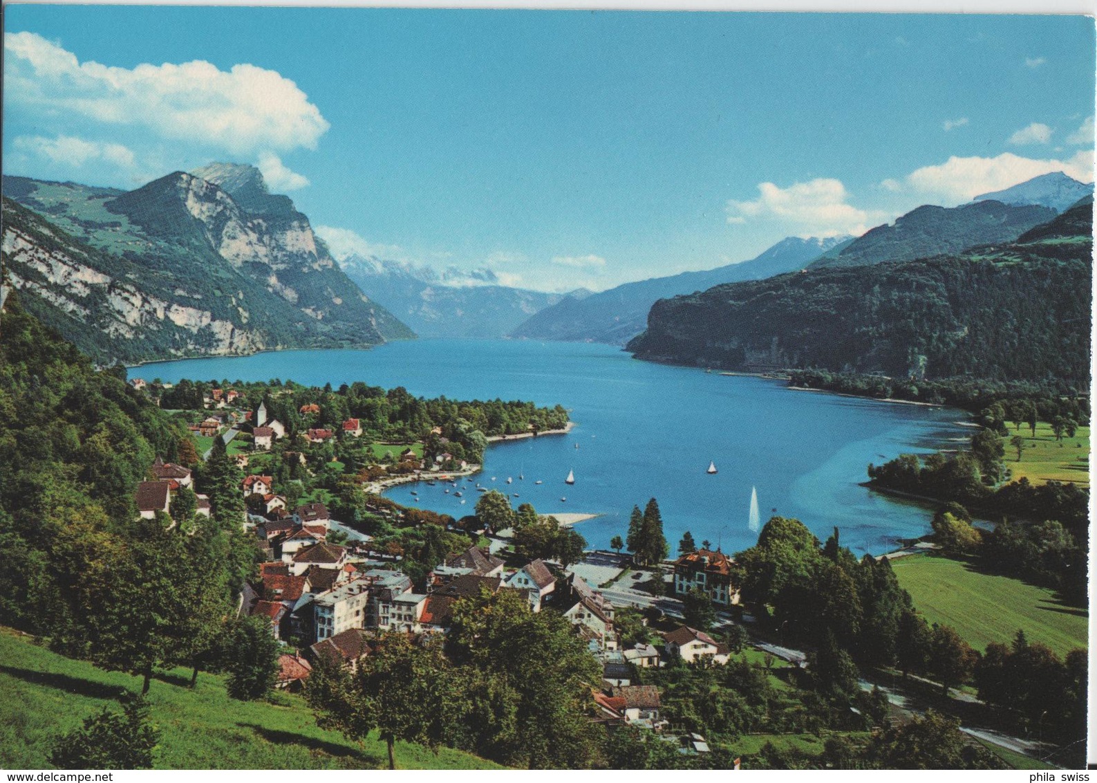 Kurort Weesen Am Walensee Mit Leistkamm Und Kerenzerberg - Photo: Schönwetter - Weesen