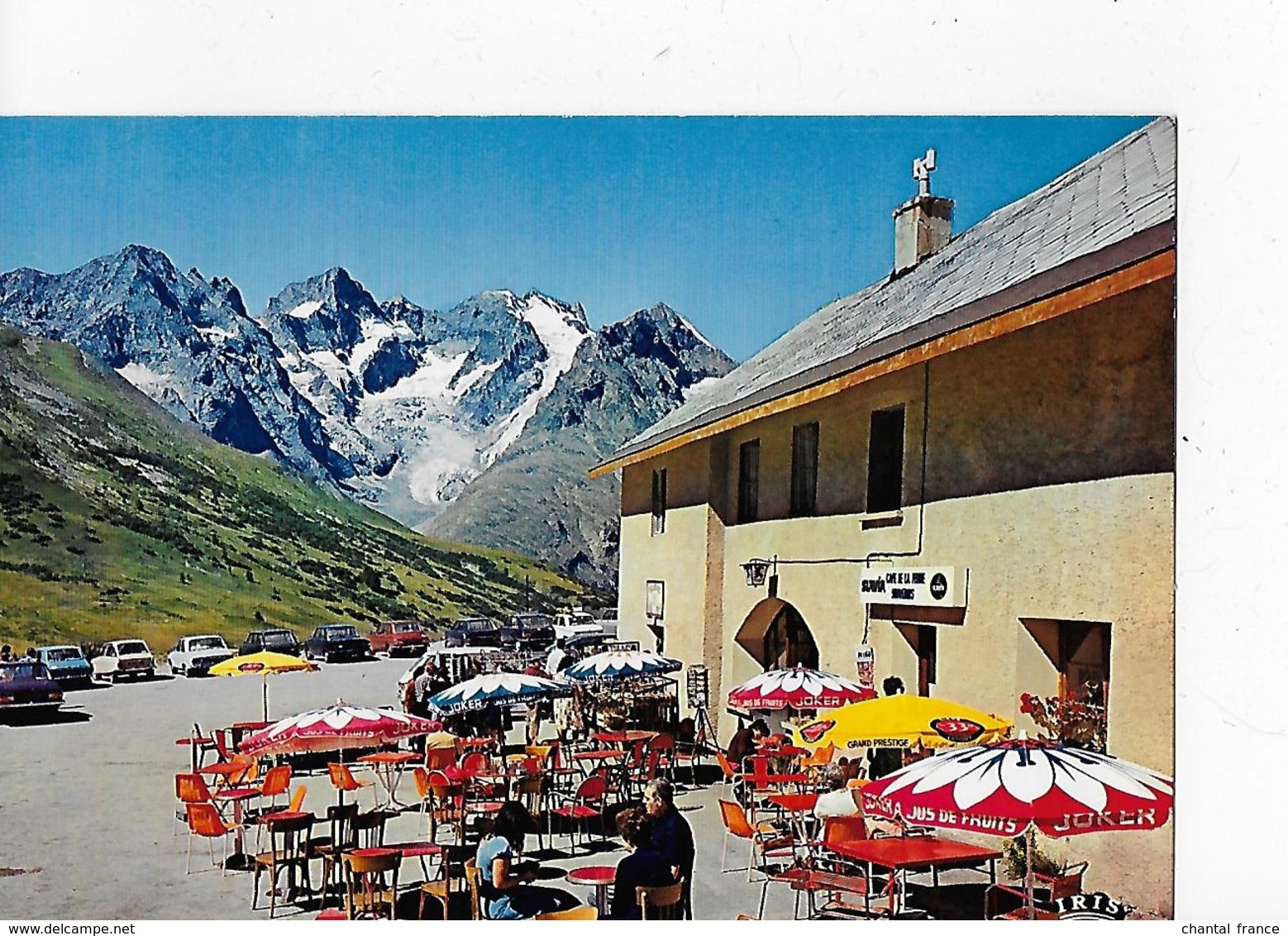 1 CPM Col Du Lautaret : Café De La Ferme.:  Terrasse Ensoleillée Avec Parasols - Other & Unclassified