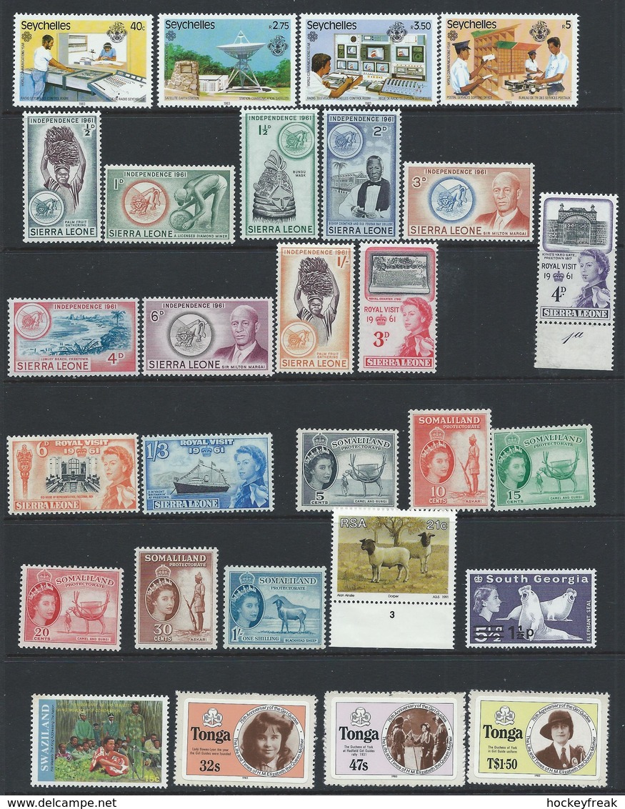 British Commonwealth Countries A to Z - 303 MNH (50 x sets/sheets) & 18 x HM (1 x set) Cat £170++ See description below