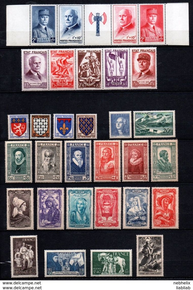 1943  ANNEE COMPLETE DES TIMBRES POSTE DE FRANCE  NEUFS **---- ENVOI GRATUIT - 1940-1949