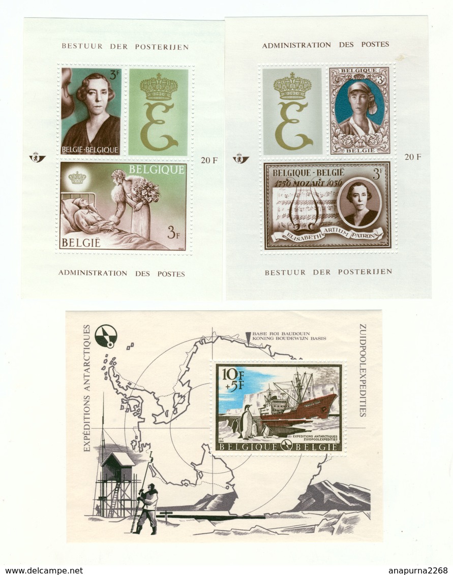 BELGIQUE   1966  ANNÉE COMPLÈTE (CERTAINS EN 2 EXEMPLAIRES )   + 3 FEUILLETS    REINE ELISABETH ANTARCTIQUE - Unused Stamps