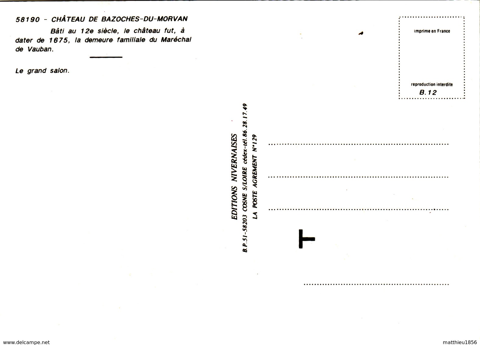 CPSM Château De BAZOCHES-DU-MORVAN - Le Grand Salon (A197) - Bazoches