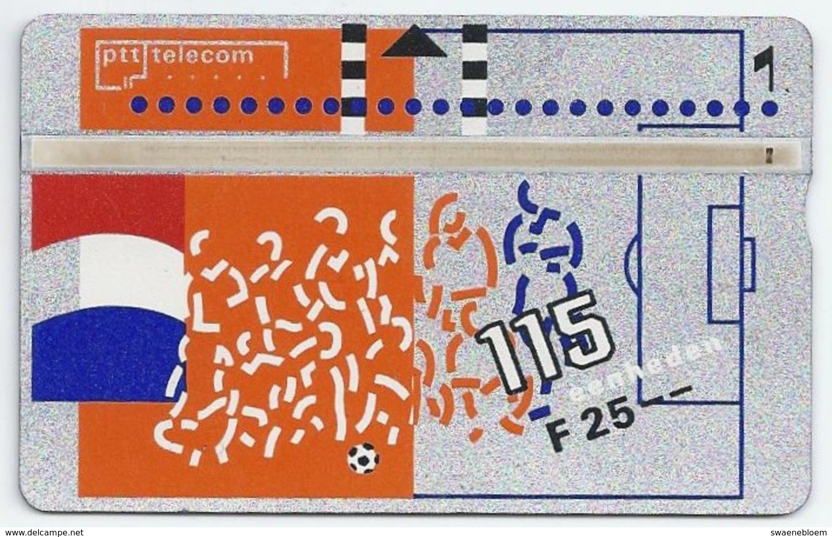 Telefoonkaart.- 131F. Nederland. PTT Telecom Is Officieel Sponsor Van De KNVB. Voetbal. Vlag. 25 Gulden. 115 Eenheden. - Pubbliche