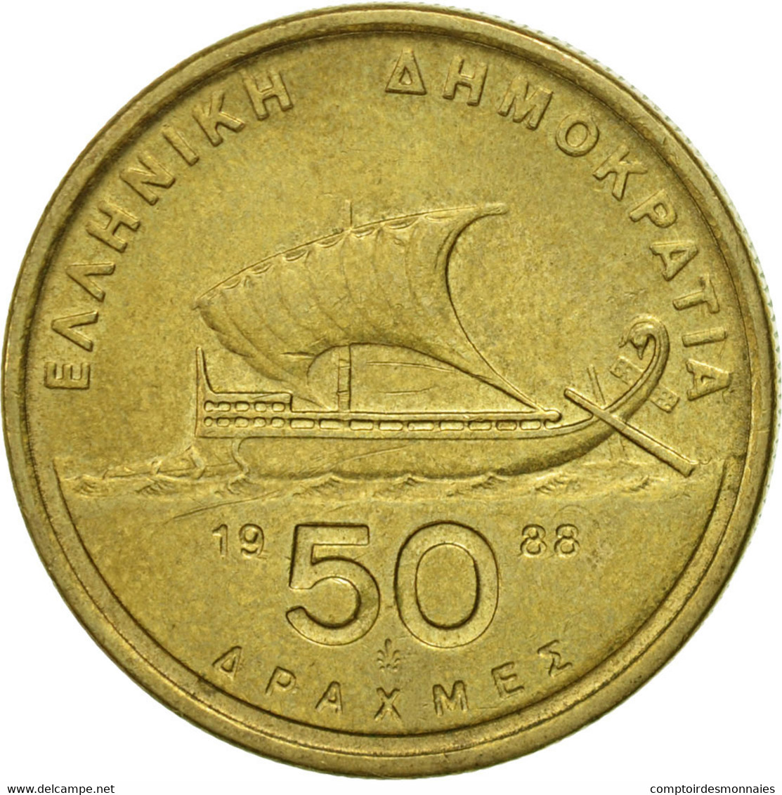 Monnaie, Grèce, 50 Drachmes, 1988, TB+, Aluminum-Bronze, KM:147 - Grèce