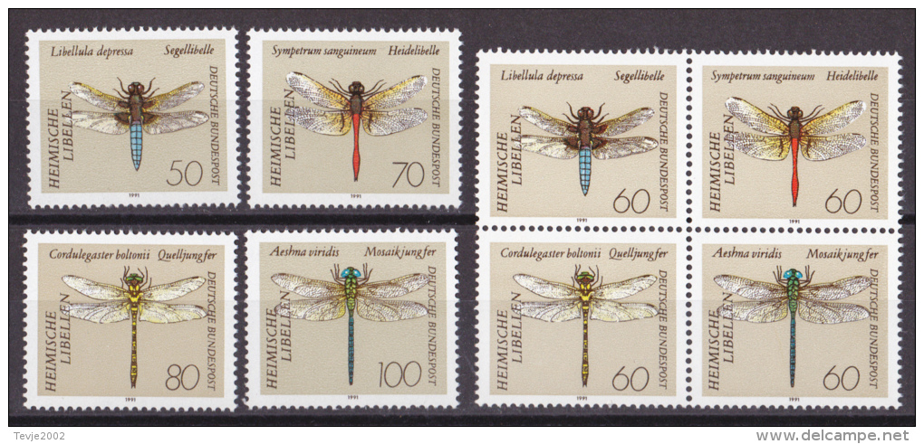 Ei_ Deutschland Bund - Mi.Nr. 1545 - 1552 - Postfrisch MNH - Tiere Animals Libellen Dragonfly - Nuevos