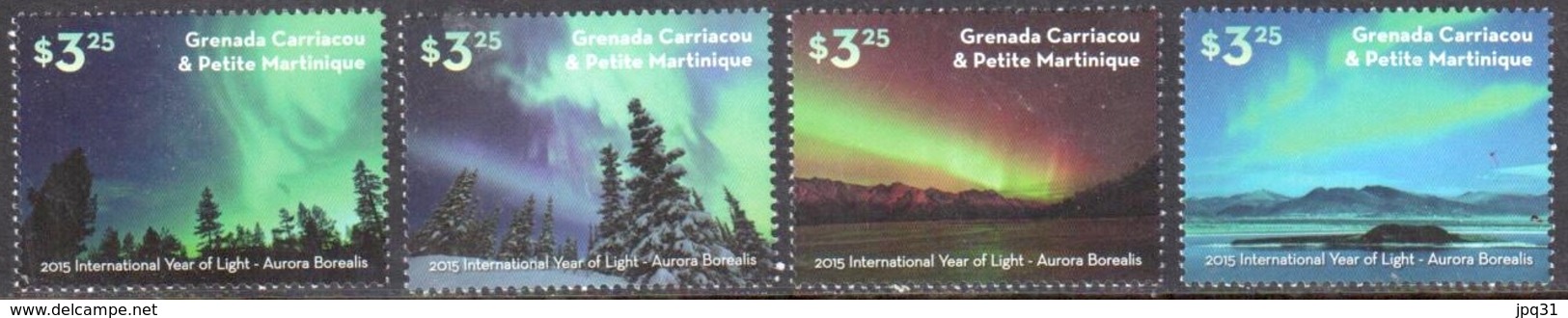 Grenada Carriacou & Petite Martinique 4 Val Année De La Lumière Aurores Boréales 2015 ** - Grenada (1974-...)