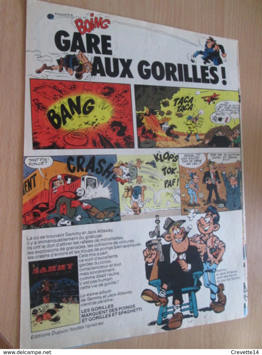 CLI518 :  Page PUB A4 Spirou Années 60/70 Sortie D'un Nouvel Album SAMMY HATTAWAY LES GORILLES - Sammy