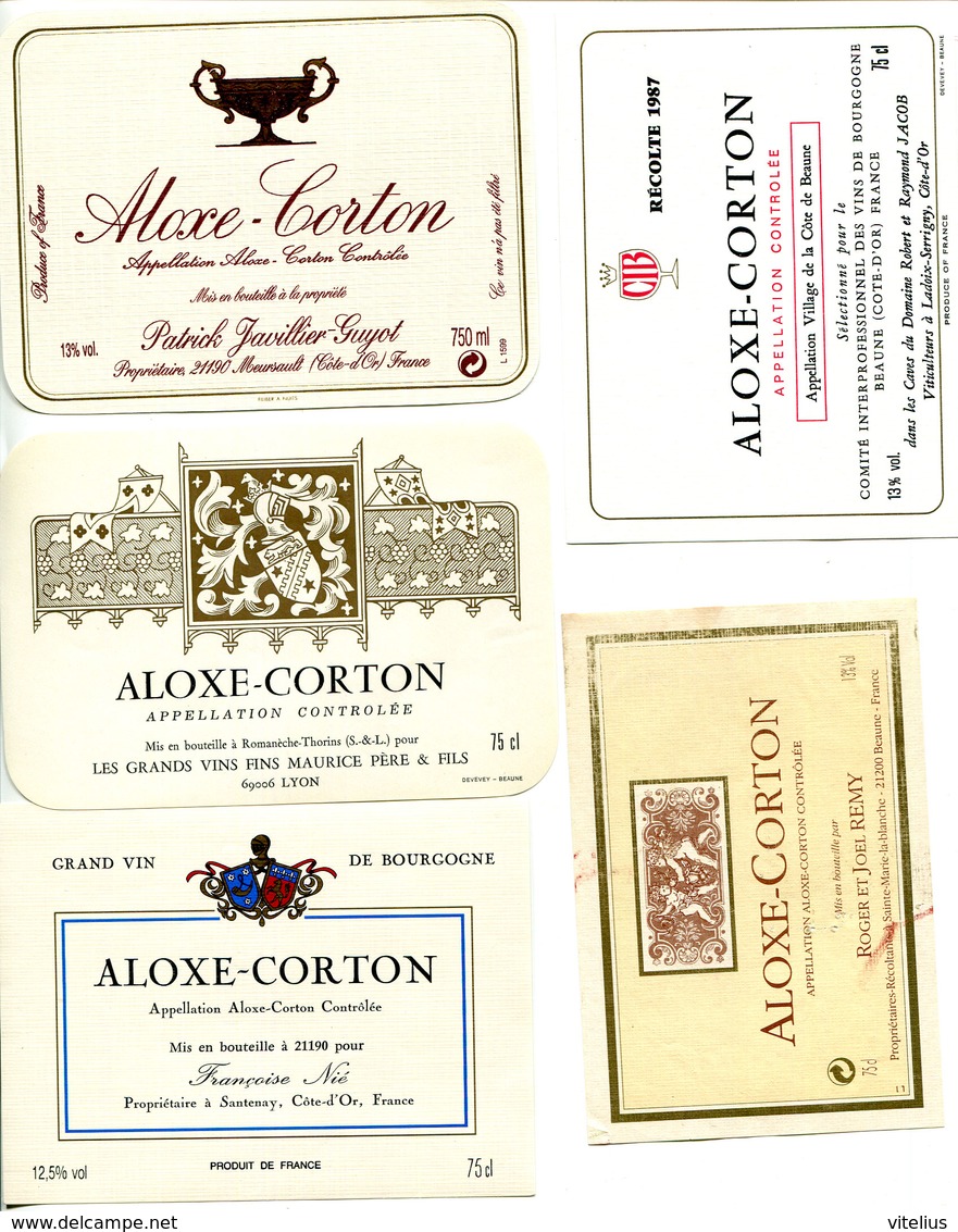 5 Etiquettes Bourgogne : Aloxe Corton - Bourgogne