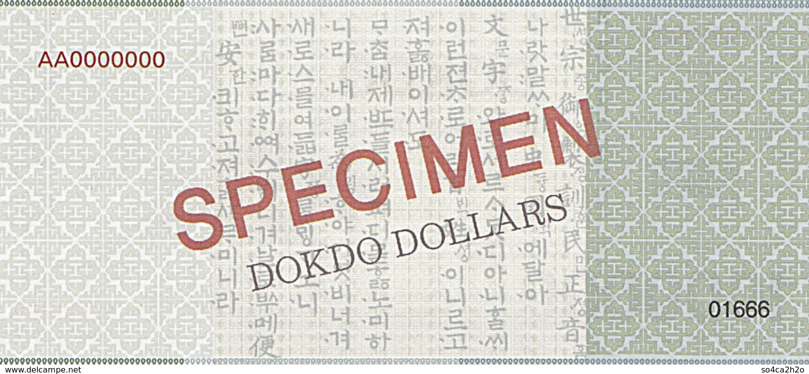 Specimen Île DOKDO Corée 1 000 000 Dollars 2013 UNC - Specimen