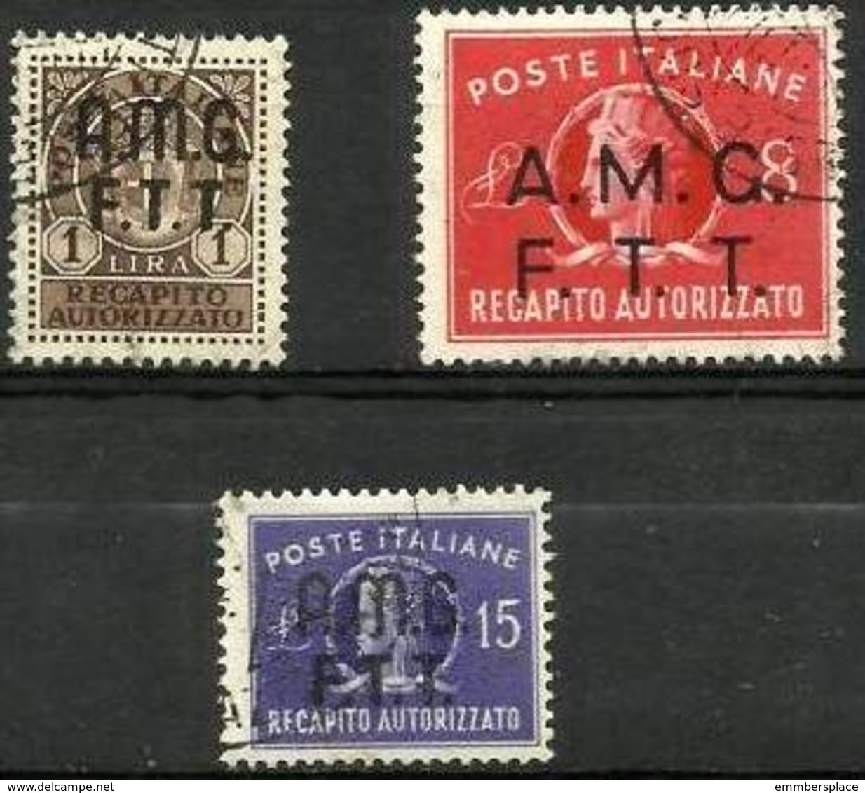 Trieste Zone A - 1947 Concessional Letter Post Set Of 3 Used  SG CL44-6  Sc EY1-3 - Revenue Stamps