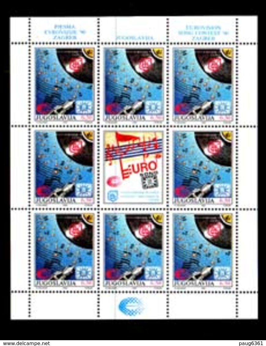 YOUGOSLAVIE 1990 FEUILLET EUROVISION YVERT N°2285/86  NEUF MNH** - Blokken & Velletjes