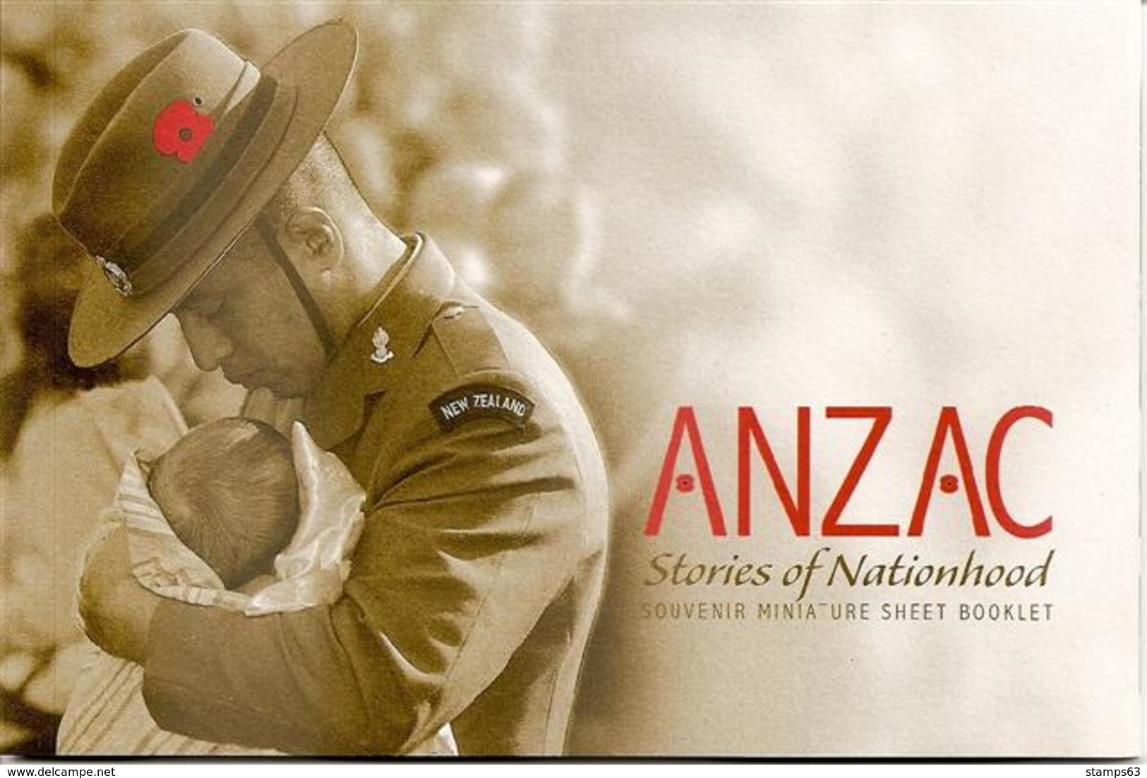 NEW ZEALAND, 2008,  Booklet SP9, ANZAC, Prestige Booklet - Cuadernillos