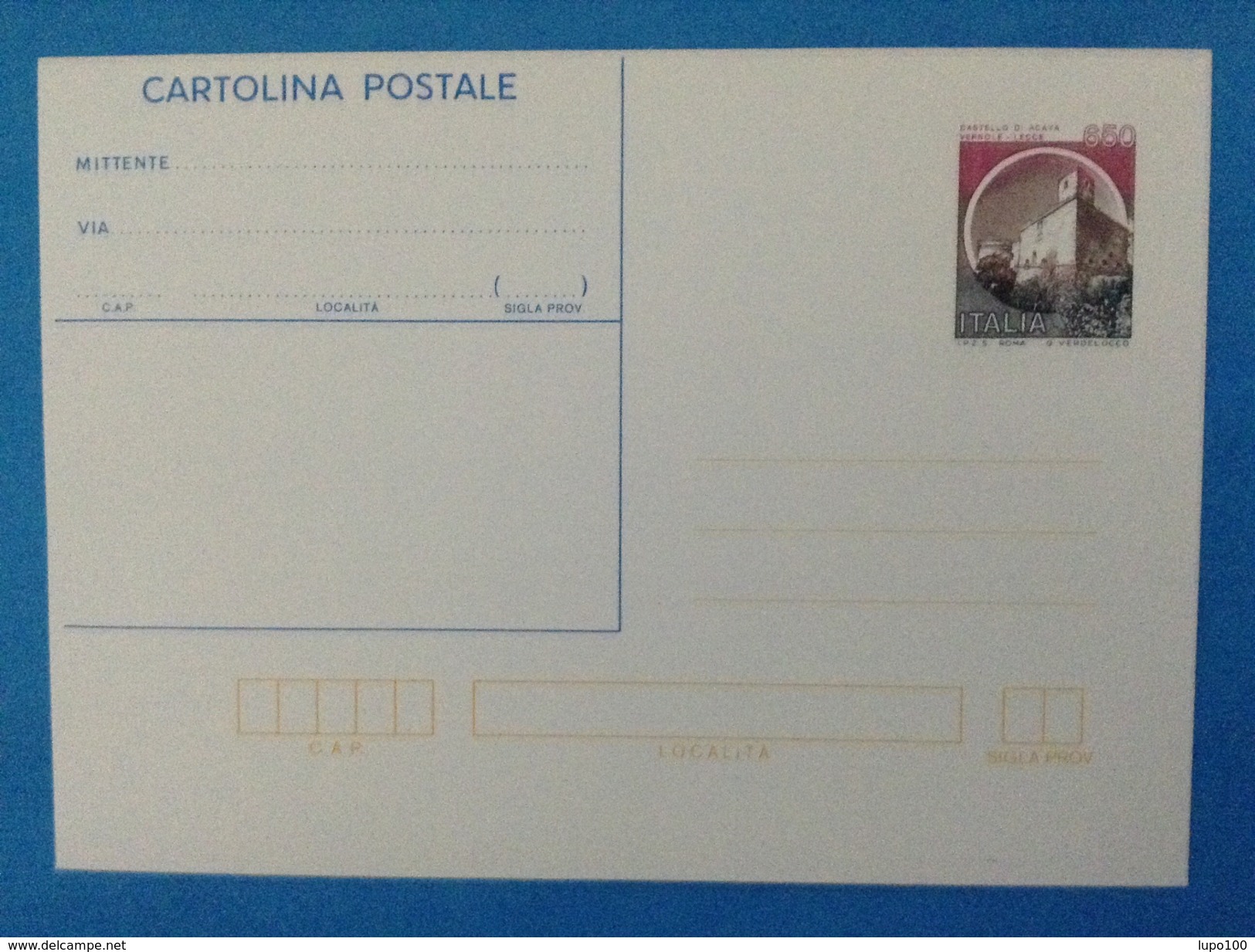 1990 ITALIA CARTOLINA POSTALE NUOVA CASTELLO DI ACAYA LECCE 650 Lire - Interi Postali