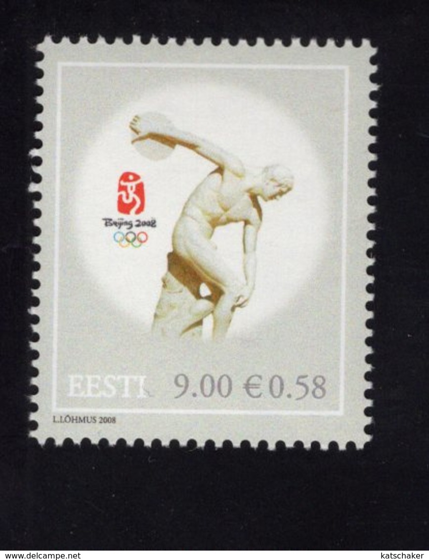 614148763 ESTLAND ESTONIA 2008 ** MNH  SCOTT 601 2008 SUMMER OLYMPICS BEIJING - Estonie