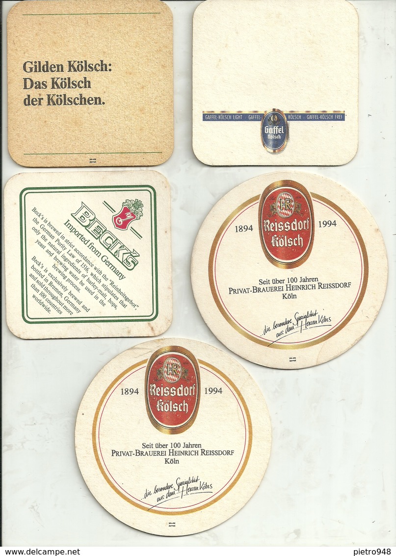 Sottobicchieri Birra (Sotto Bicchieri) N. 5, Gaffel Kolsch, Gilden Kolsch, Beck's, Reissdorf Kolsch - Sotto-boccale