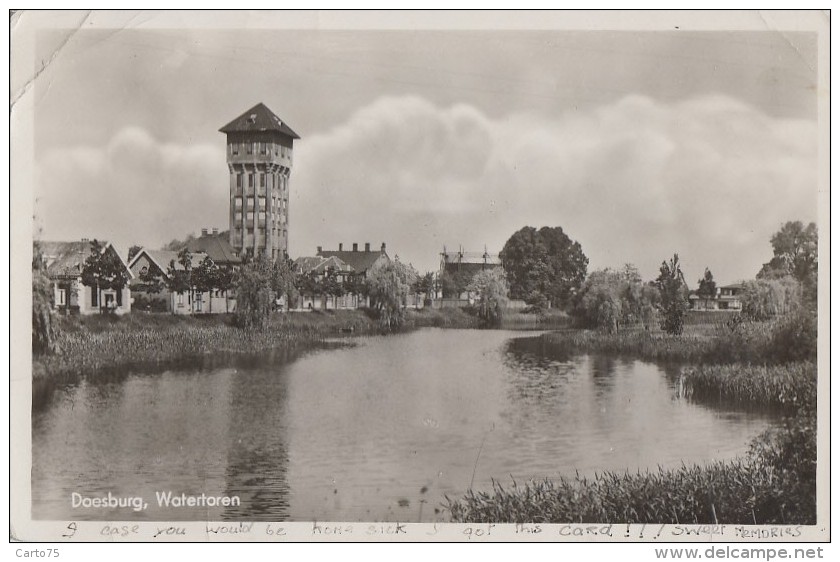 Bâtiments Et Architecture - Château D'eau - NL Doesbourg - Watertoren - Postmarked 1947 - Water Towers & Wind Turbines