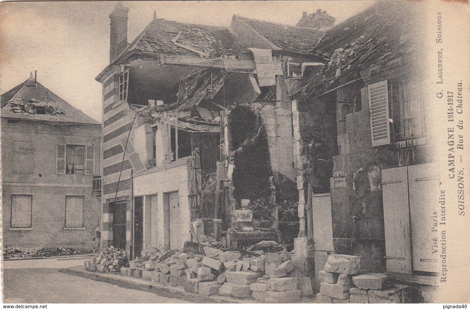 Cp , MILITARIA , Campagne 1914-1917, SOISSONS, Rue Du Château - War 1914-18