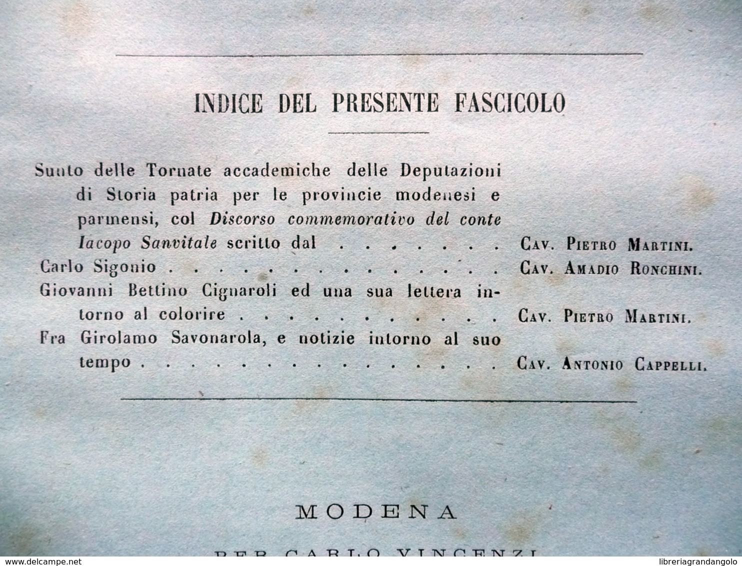 Fra Girolamo Savonarola Notizie Al Suo Tempo Atti Dep. Storia Patria Modena 1869 - Non Classificati