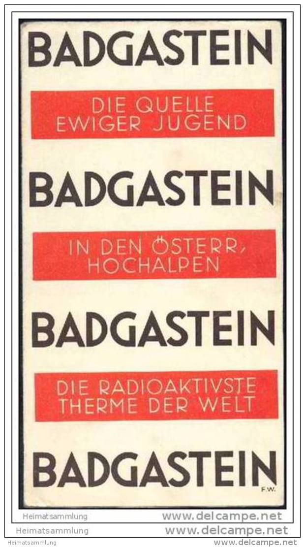Österreich -Badgastein 1932 - Faltblatt Mit 11 Abbildungen - Reiseprospekte