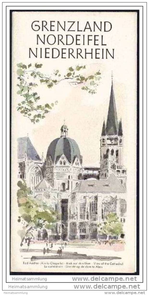 Grenzland Nordeifel Niederrhein 50er Jahre - Faltblatt Mit 18 Abbildungen - Aquarelle Und Federzeichnungen Hubert Berke - Renania-del-Nord-Westfalia