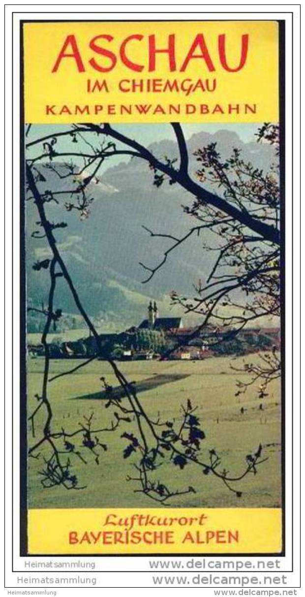 Aschau 1957 - Faltblatt Mit 13 Abbildungen - Reliefkarte Hildenbrand - Bavaria