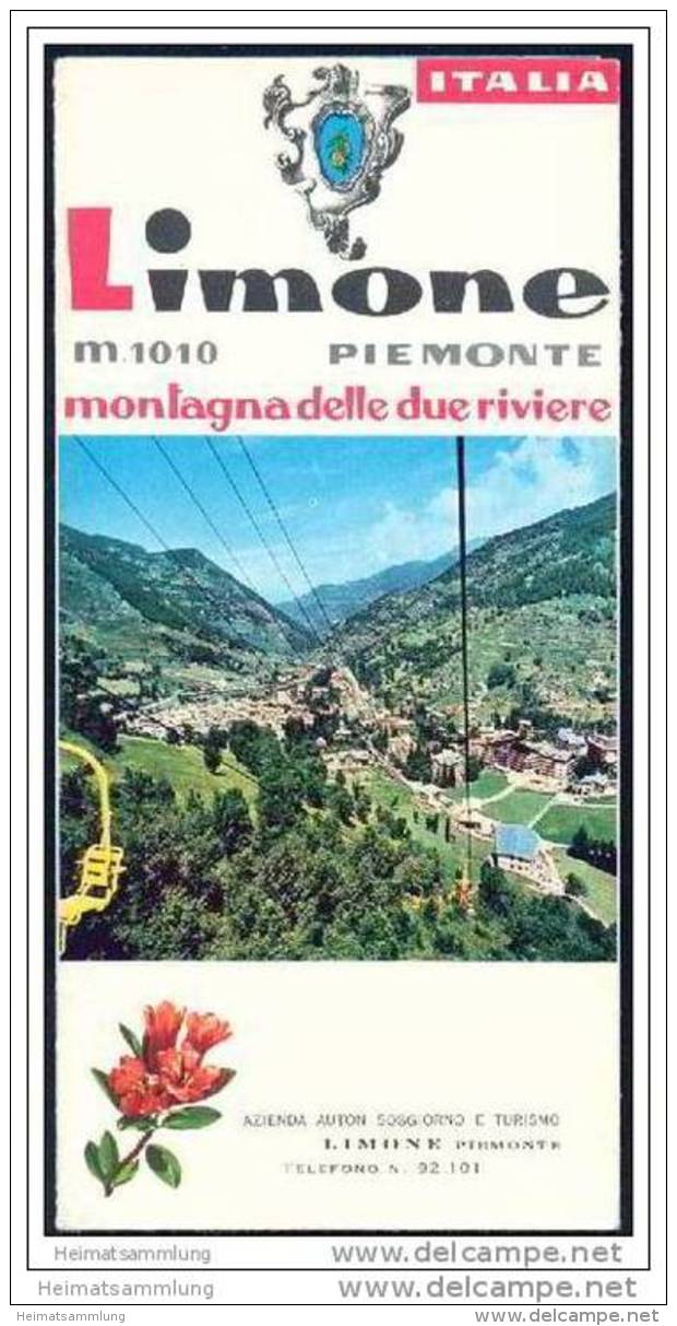 Limone Piemonte 1964 - Faltblatt Mit 14 Abbildungen - Reliefkarte Signiert Oberracher - Italie