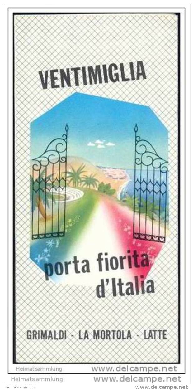 Ventimiglia 50er Jahre - Faltblatt Mit 11 Abbildungen - Reliefkarte - Italie