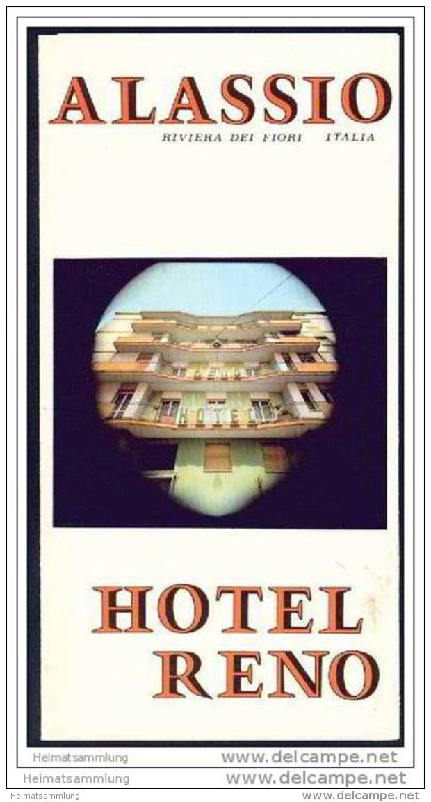 Alassio 70er Jahre - Hotel Reno - Faltblatt Mit 7 Abbildungen - Italië