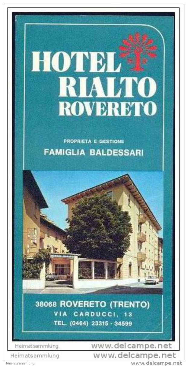 Rovereto 60er Jahre - Hotel Rialto - Faltblatt Mit 8 Abbildungen - Italy