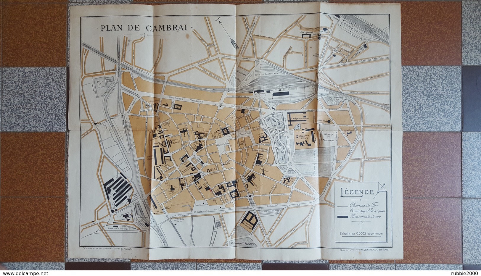 CARTE PLAN ANCIEN DE LA VILLE DE CAMBRAI NORD CHEMINS DE FER TRAMWAYS ELECTRIQUES ET MONUMENTS DIVERS - Autres & Non Classés