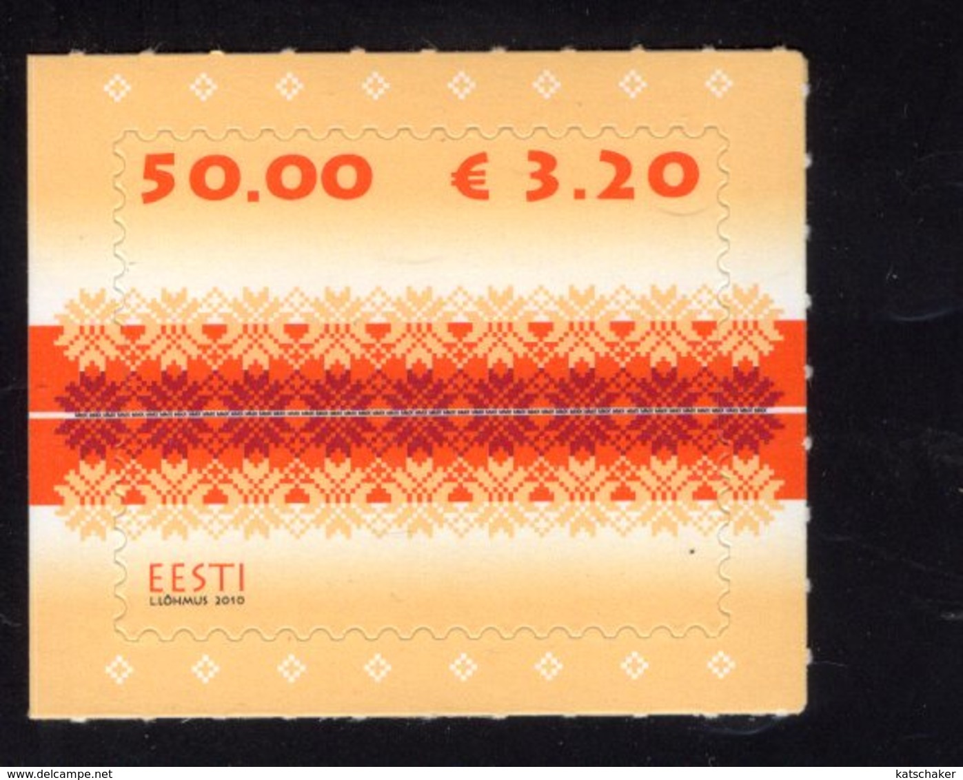 614174590 ESTLAND ESTONIA 2010 ** MNH  SCOTT 630 FABRIC DESIGN ORANGE - Estonie