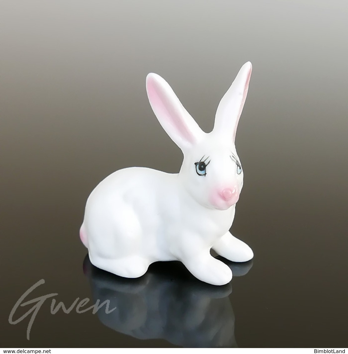 Miniature Ancienne Lapin 4 Cm Biscuit Porcelaine Creuse Animal Figurine Japon - Animaux