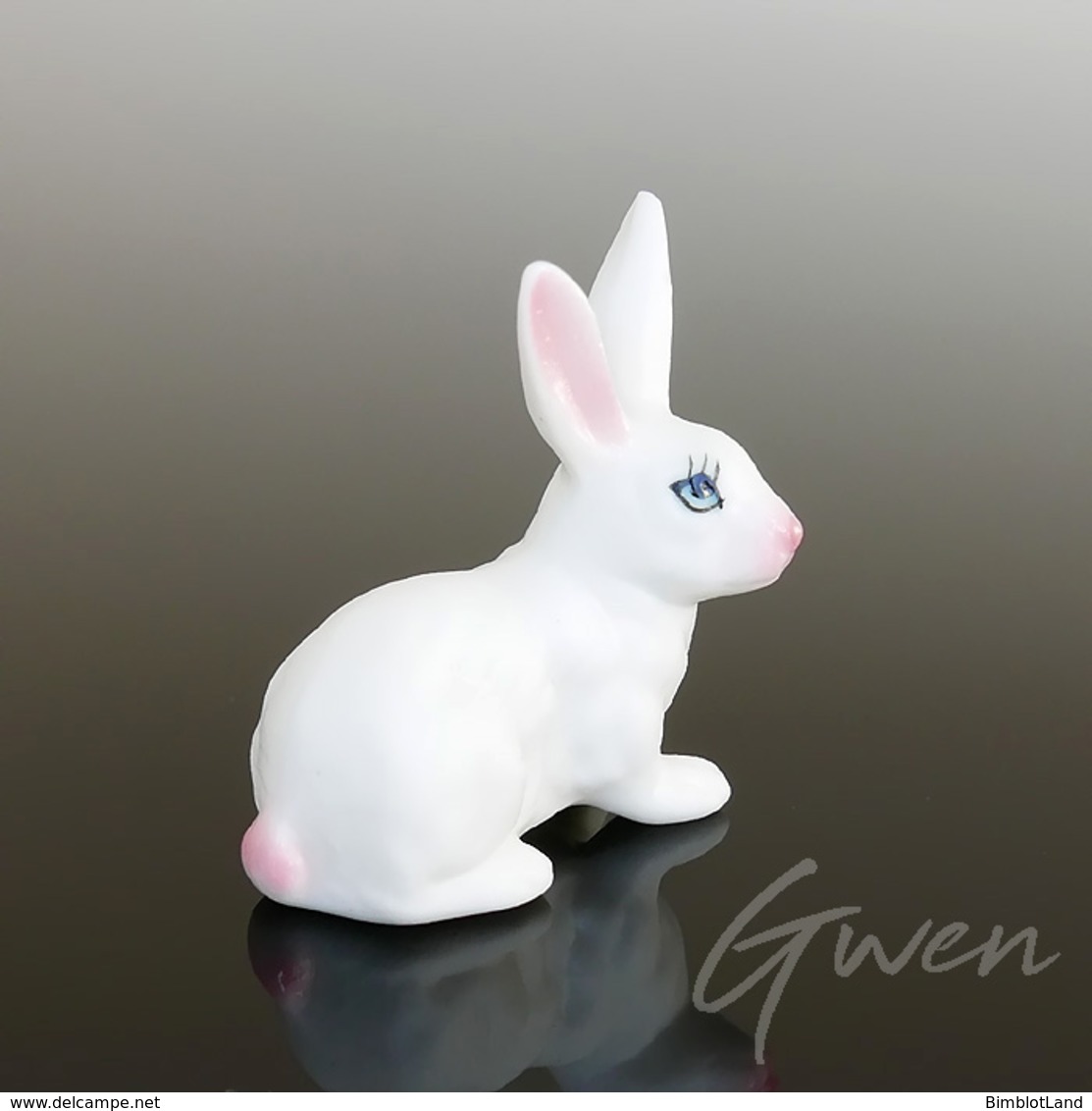 Miniature Ancienne Lapin 4 Cm Biscuit Porcelaine Creuse Animal Figurine Japon - Animaux