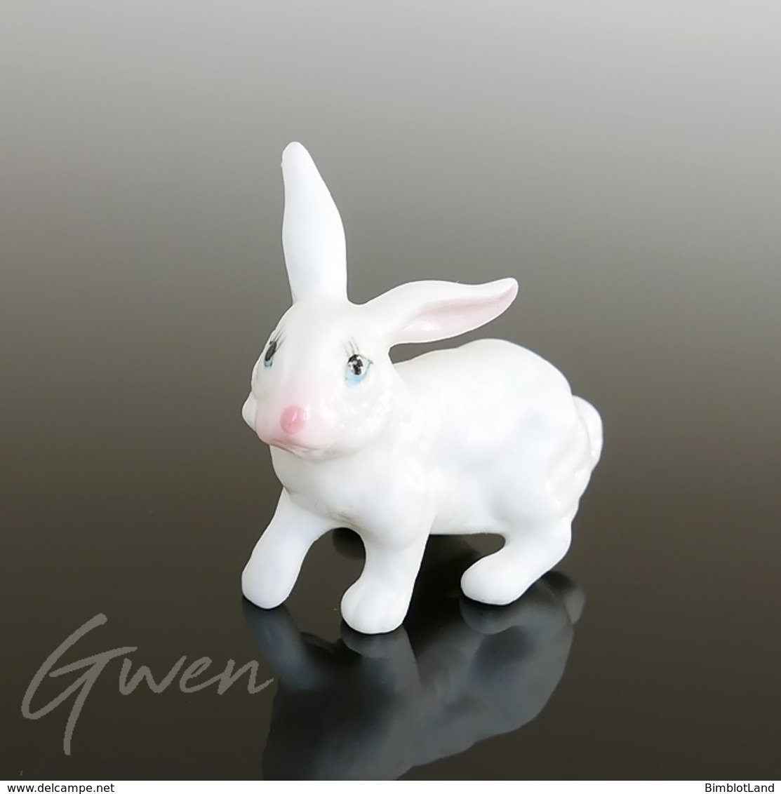 Miniature Ancienne Lapin 4 Cm Biscuit Porcelaine Creuse Animal Figurine Japon - Animaux