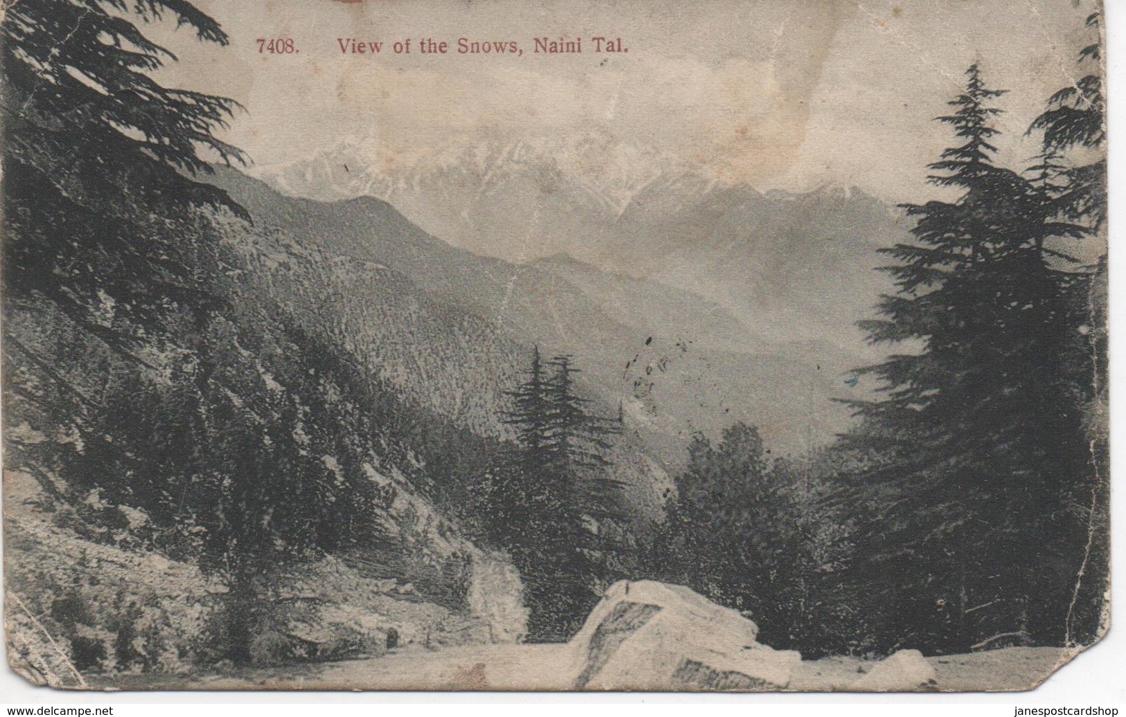 VIEW OF THE SNOWS NAINI TAL INDIA WITH  SEA POST OFFICE POSTMARK - India