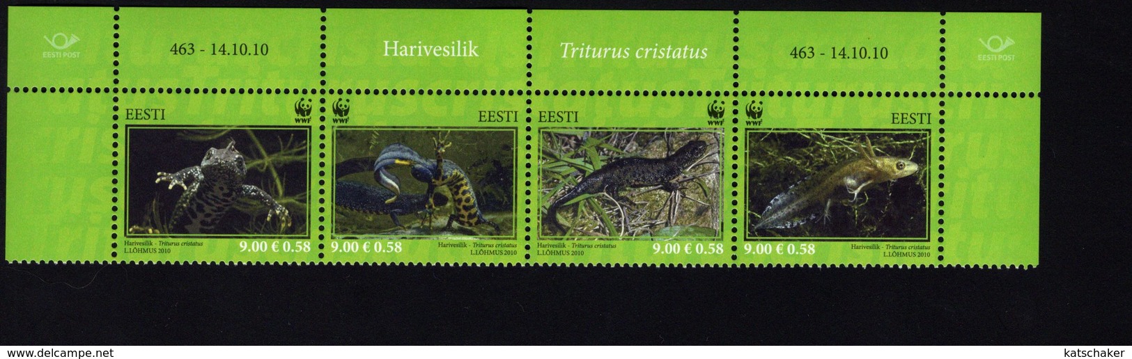 614179270 ESTLAND ESTONIA 2010 ** MNH  SCOTT 653 WWF WORLDWIDE FUND FOR NATURE VIEUWS OF TRITURUS CRISTABUS - Estonie