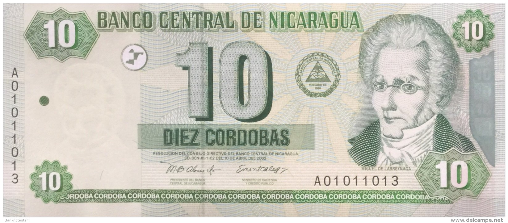 Nicaragua 10 Cordobas, P-191 (2002) - UNC - Nicaragua