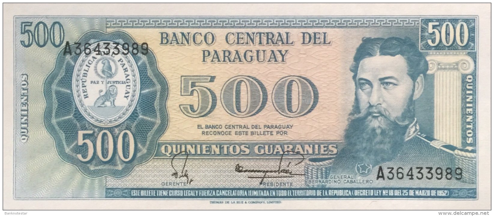 Paraguay 500 Guaranies, P-206 (1982) - UNC - Paraguay