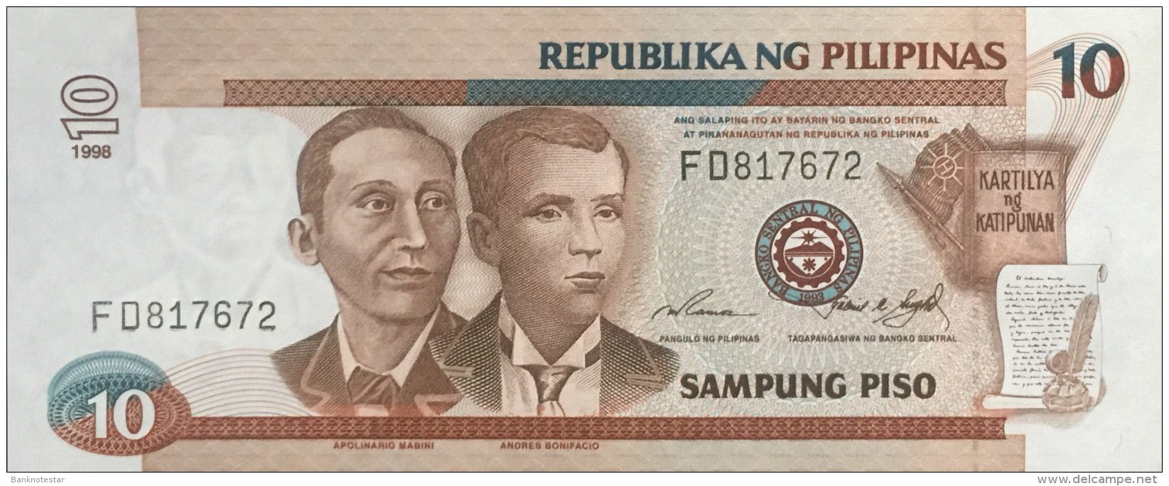 Philippines 10 Piso, P-187b (1998) - UNC - Philippinen