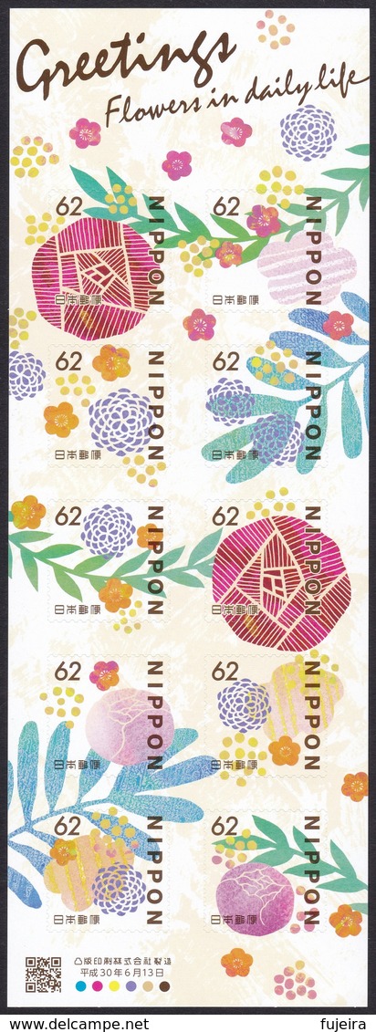 (ja1133) Japan 2018 Greetings Flowers In Daily Life 62y MNH - Neufs