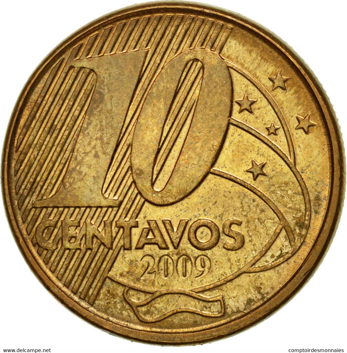 Monnaie, Brésil, 10 Centavos, 2009, TTB, Bronze Plated Steel, KM:649.2 - Brésil