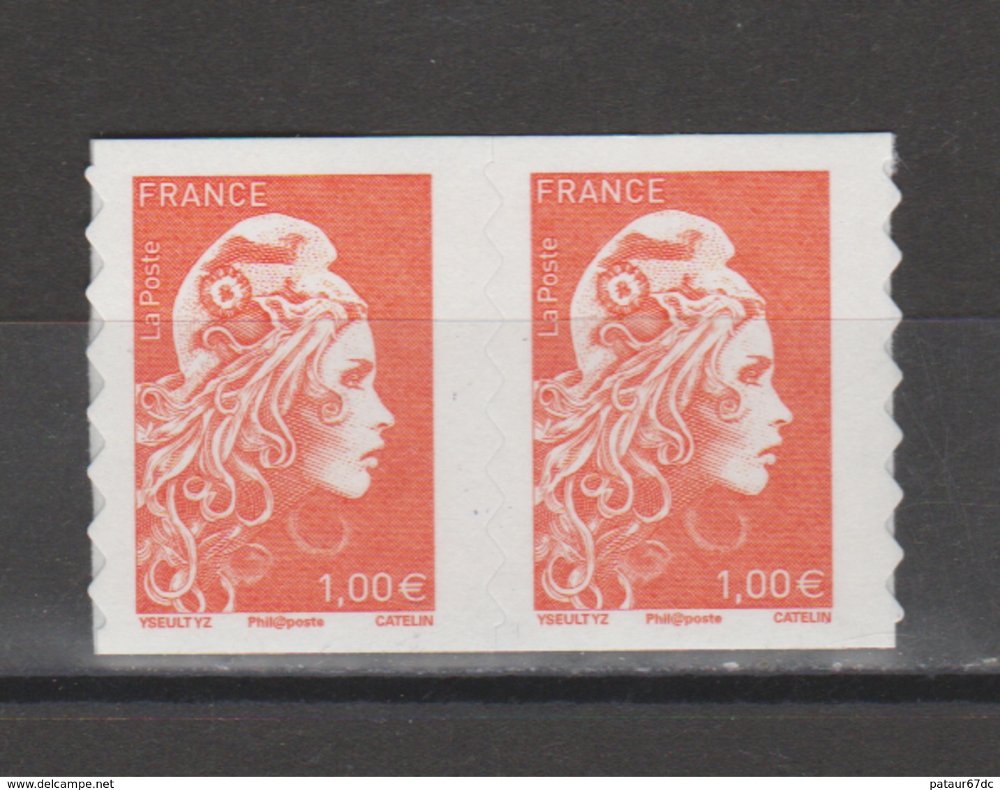 FRANCE / 2018 / Y&T N° AA 1600 ** : Marianne D'YZ (adhésif De Feuille) 1.00 € X 2 - état D'origine - Other & Unclassified