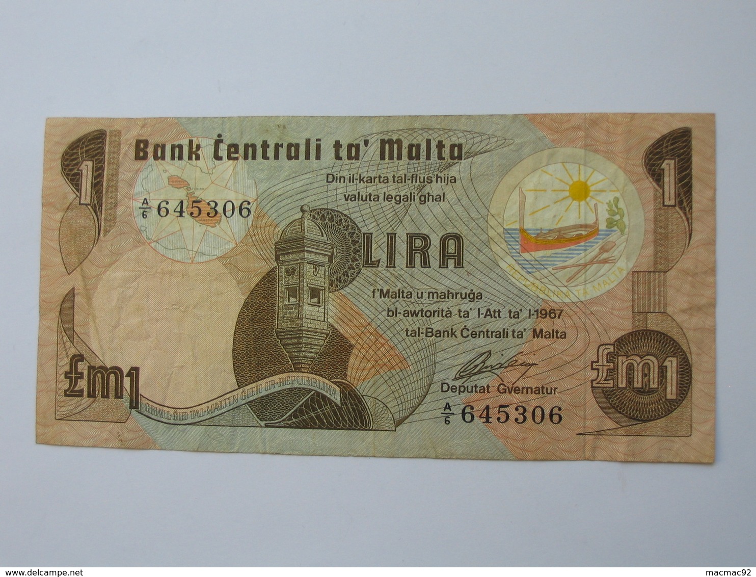 MALTE - Lira - 1 Pound 1967 - Bank Centrali Ta Malta   **** EN ACHAT IMMEDIAT  **** - Malte