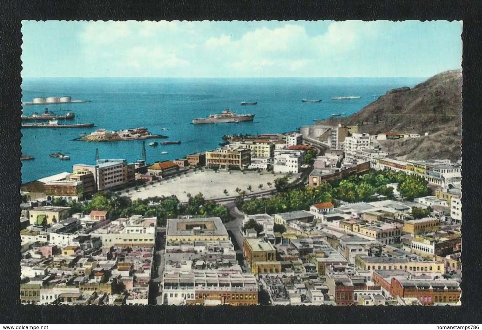 Yemen Aden Old Picture Postcard Aerial View Panorama Of Steamer Point View Card - Yémen