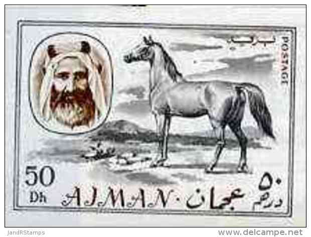 14060 Ajman 1967 Horse 50Dh From Transport Imperf Set Of 14 Unmounted Mint, Mi 134 (animals Horses Racing) - Ajman