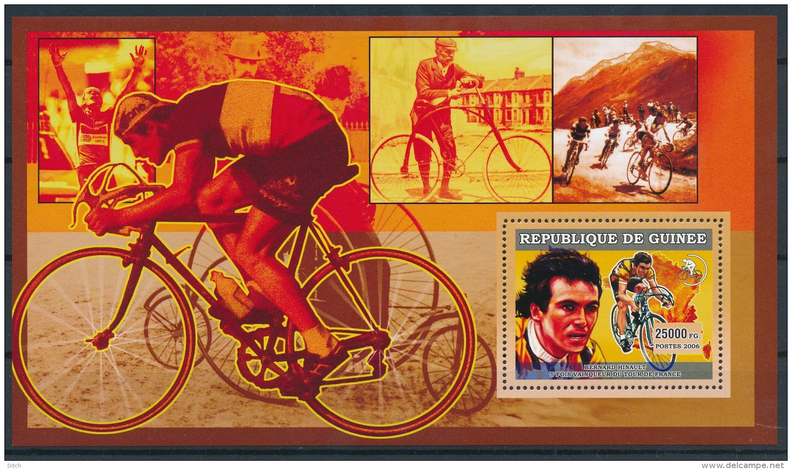 D- [401889] **/Mnh-Guinée 2006 - 5 Fois Vainqueur Du Tour De France, Bernard Hinault - Cyclisme