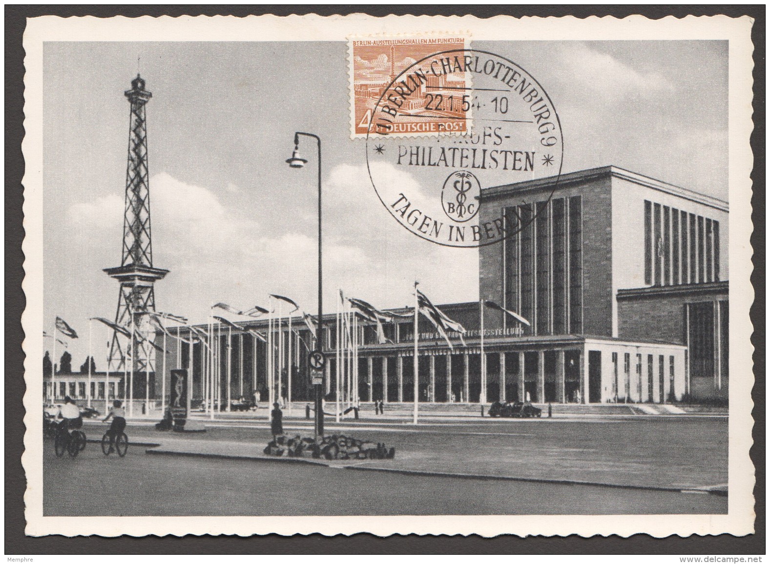 1954  Austellungshallen Am Funkturm  MiNr 112  Ersttag Sonderstempel - Maximumkarten (MC)